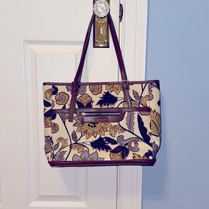 Spartina linen and leather purse/bag
